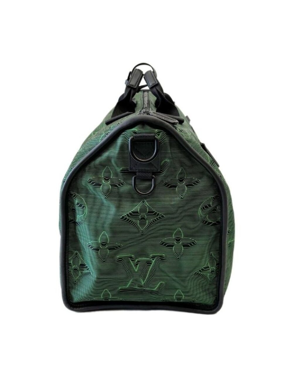 Louis Vuitton Boston Bag Black Green Keepall Bandouliere Reversible 50 - Picture 9 of 16